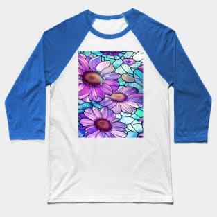 Stained Glass Flowers Baseball T-Shirt